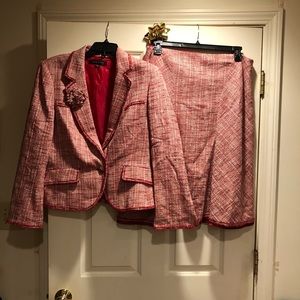 Anne Klein Red Tweed skirt suit